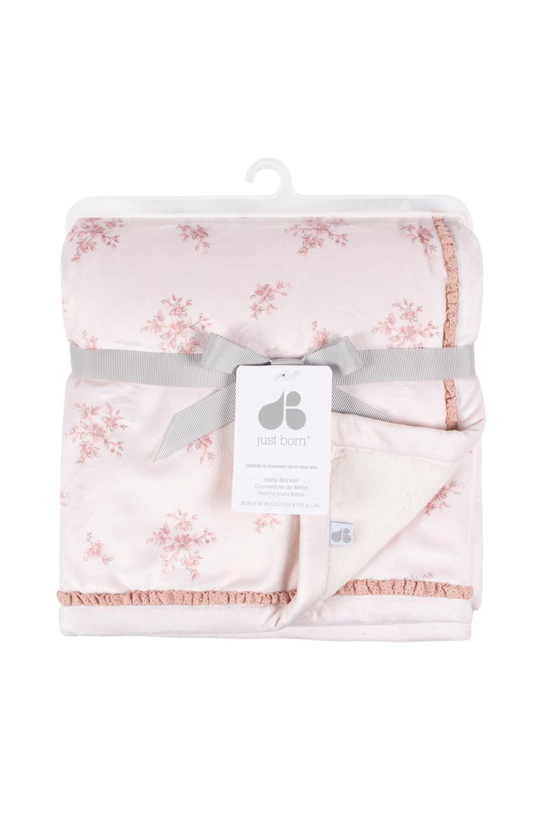 Just Born Floral Plush Blanket with Satin Trim, Alternate, color, Pink Floral