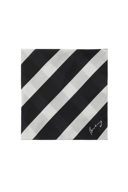 Burberry Striped Cotton Scarf In Monochrome