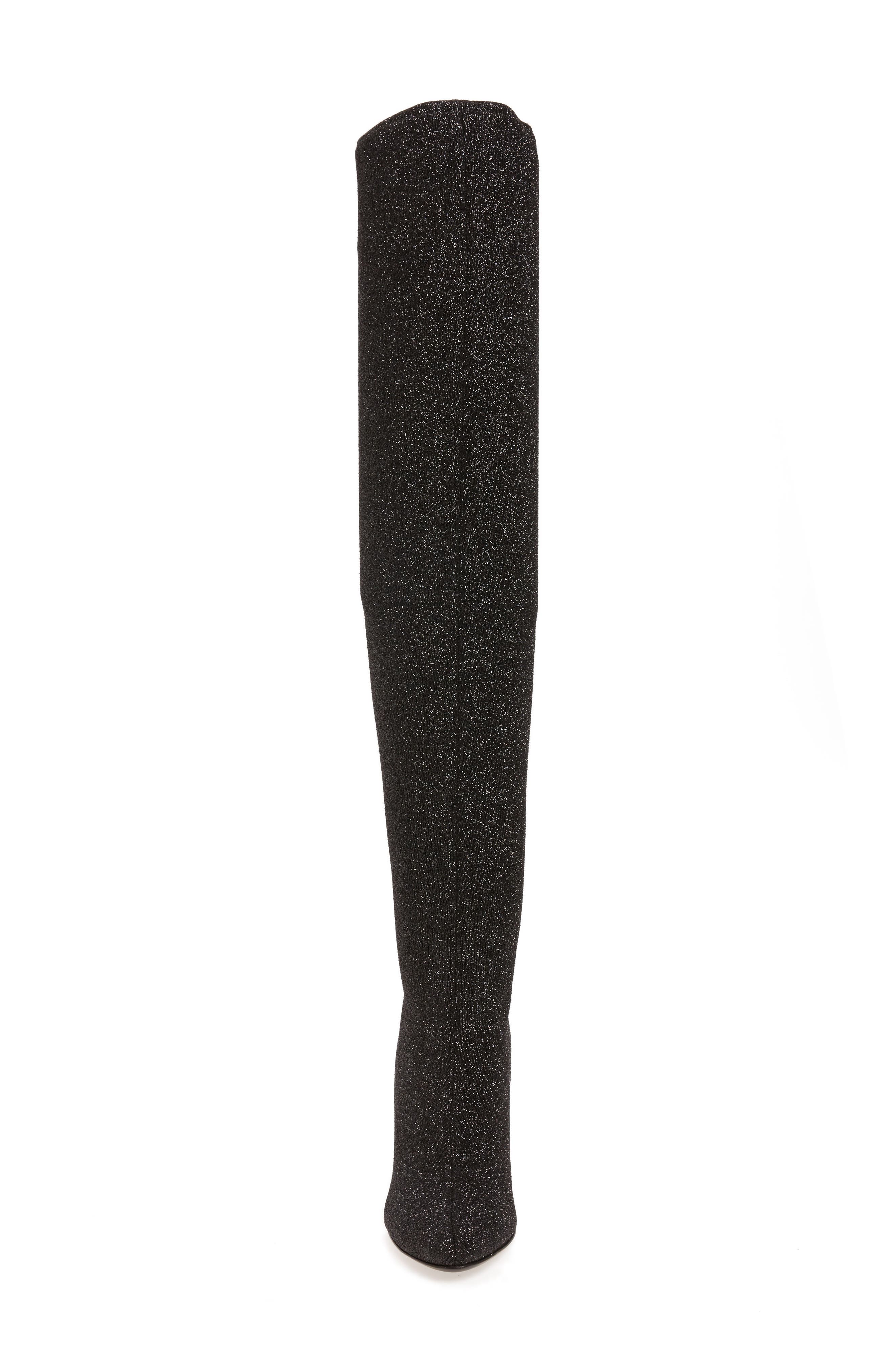 Glitter Stretch Over the Knee Boot, Alternate, color, BLACK