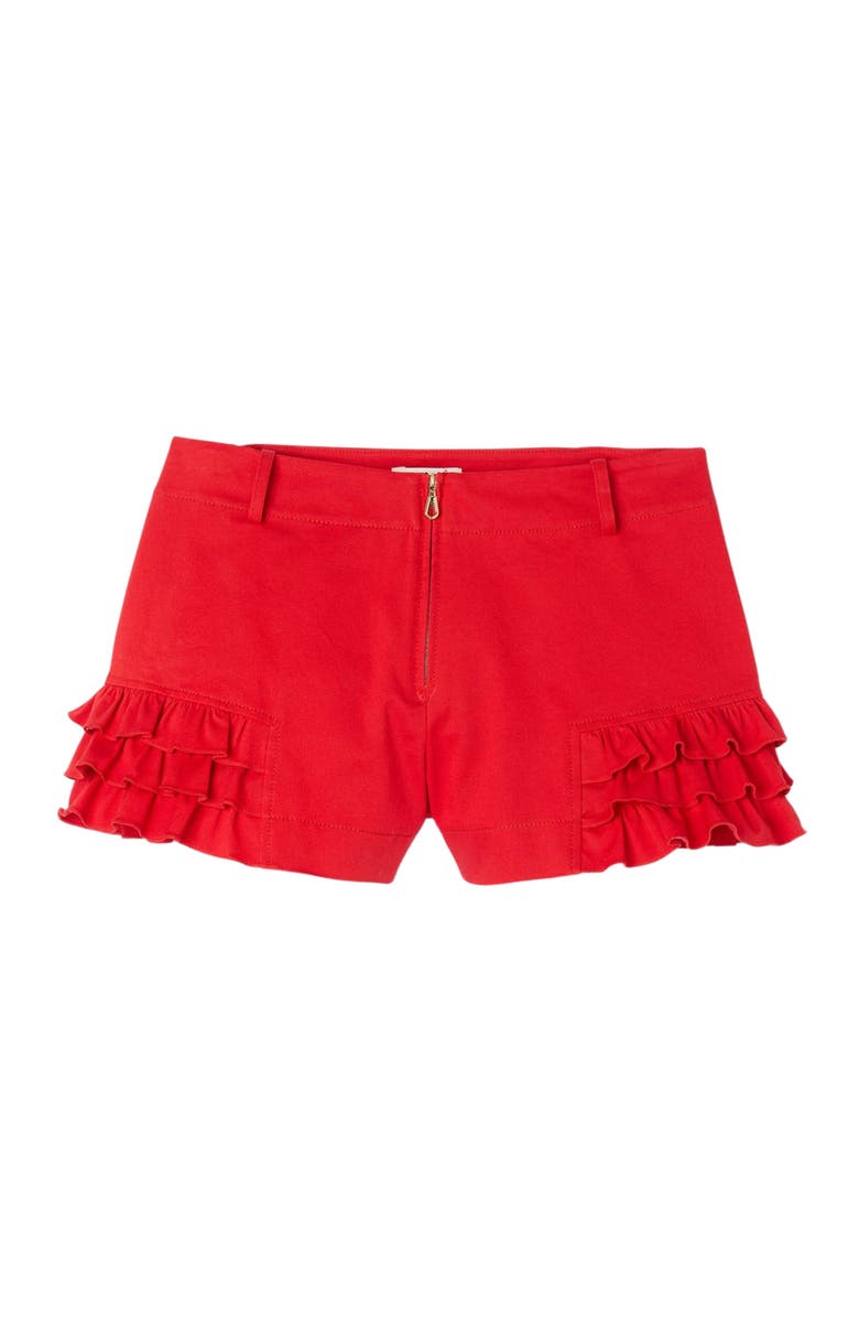 SANDRO Flared ruffled shorts, Alternate, color, Red