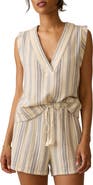 Faherty Dune Stripe Sleeveless Organic Cotton Gauze Popover Top