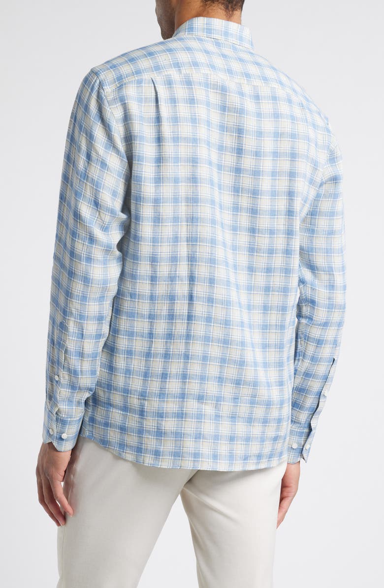 Peter Millar Ravello Tailored Fit Check Linen Button-Up Shirt, Alternate, color, Angelite