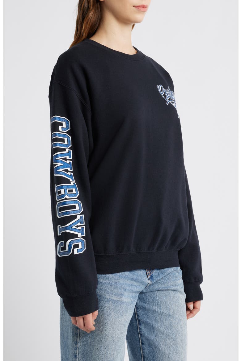 Cowboys Glitter Cotton Blend Sweatshirt, Alternate, color, BLACK