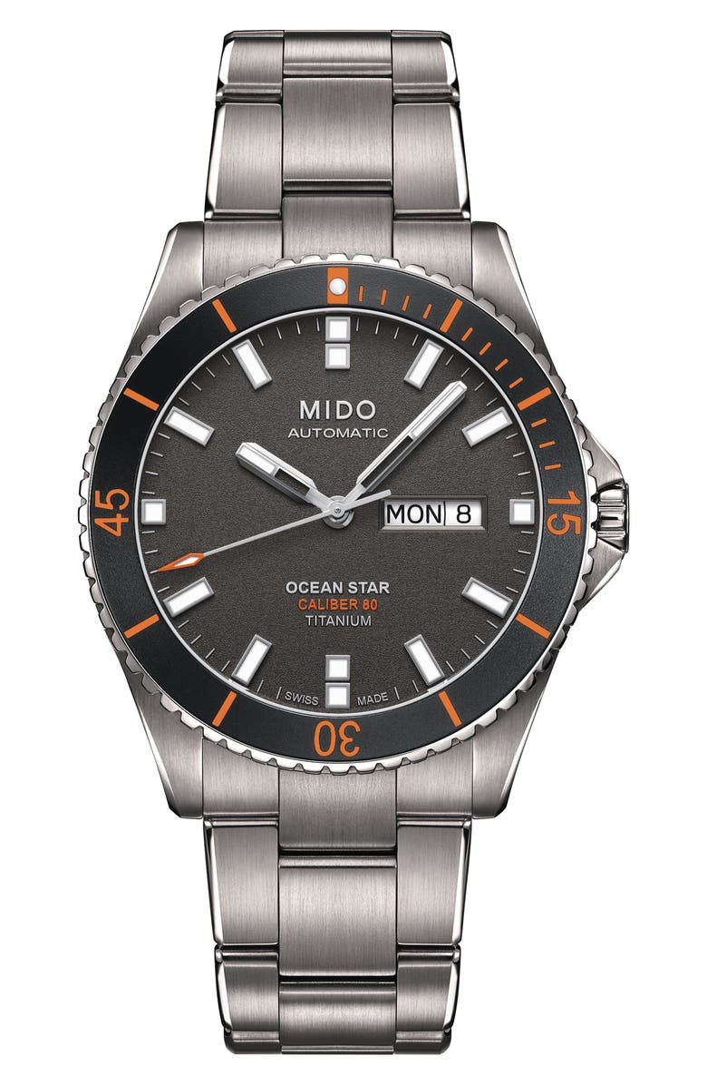 MIDO Ocean Star Diver Bracelet Watch, 42mm, Main, color, Grey