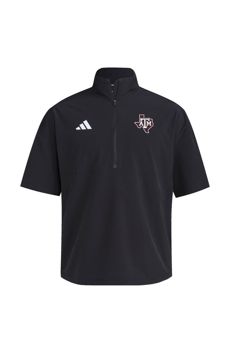 adidas Men's adidas Black Texas A&M Aggies 2024 Half-Zip Short Sleeve Training Jacket, Alternate, color, Black
