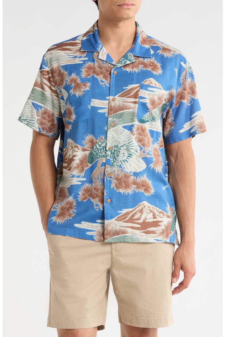 Rainier x Brixton Print Camp Shirt, Main, color, BLUE SKY