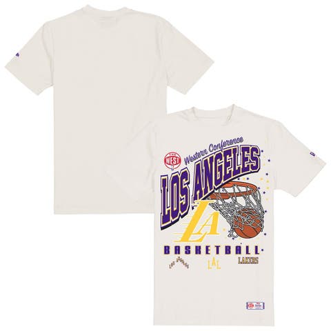 Men's New Era  Cream Los Angeles Lakers Oversized City Edition Remix Vintage T-Shirt