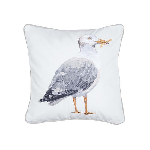 Rightside Designs French Fry Thief Seagull Coastal Beach Embroidered Throw Pillow, 18" X 18" In Gray