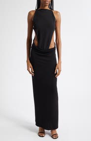 Courrèges Draped Wool Stretch Crepe Cutout Dress