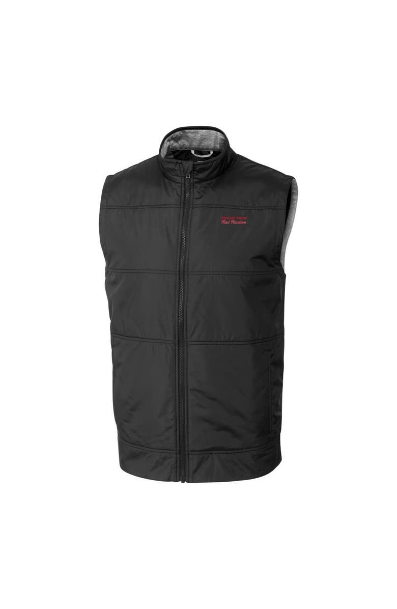 Cutter & Buck Men's Cutter & Buck Black Texas Tech Red Raiders Vault Stealth Hybrid Quilted Full-Zip Windbreaker Vest, Alternate, color,
