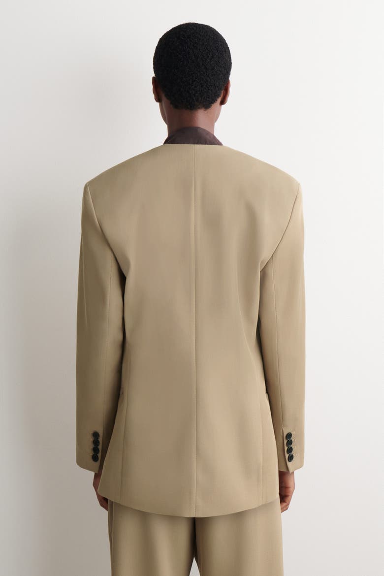 Collarless Wool-Twill Blazer, Alternate, color, BEIGE