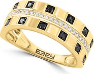 EFFY Men's 14K Gold Plated Sterling Silver White & Black Diamond Band Ring