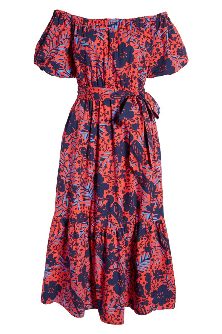 Tamie Off the Shoulder Dress, Alternate, color, RUBY RED HERON MY OWN
