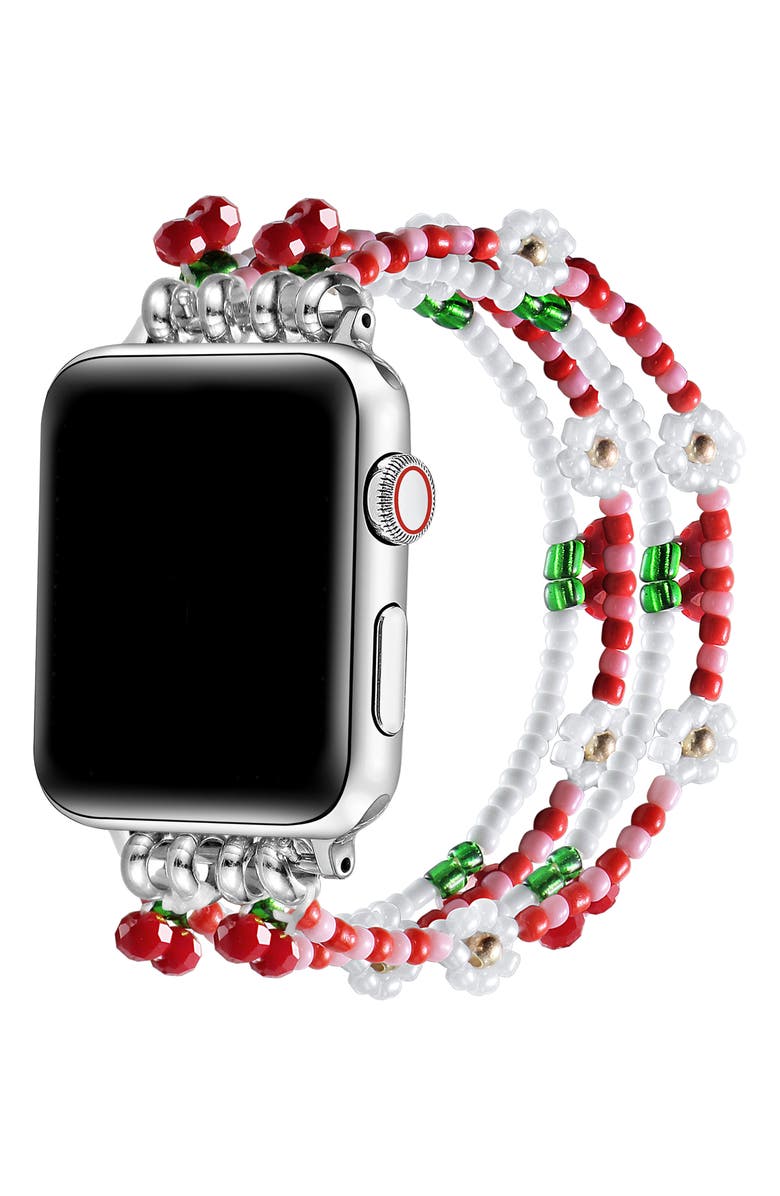 The Posh Tech Cherry Beaded Apple Watch<sup>®</sup> Watchband, Alternate, color, Cherry Floral