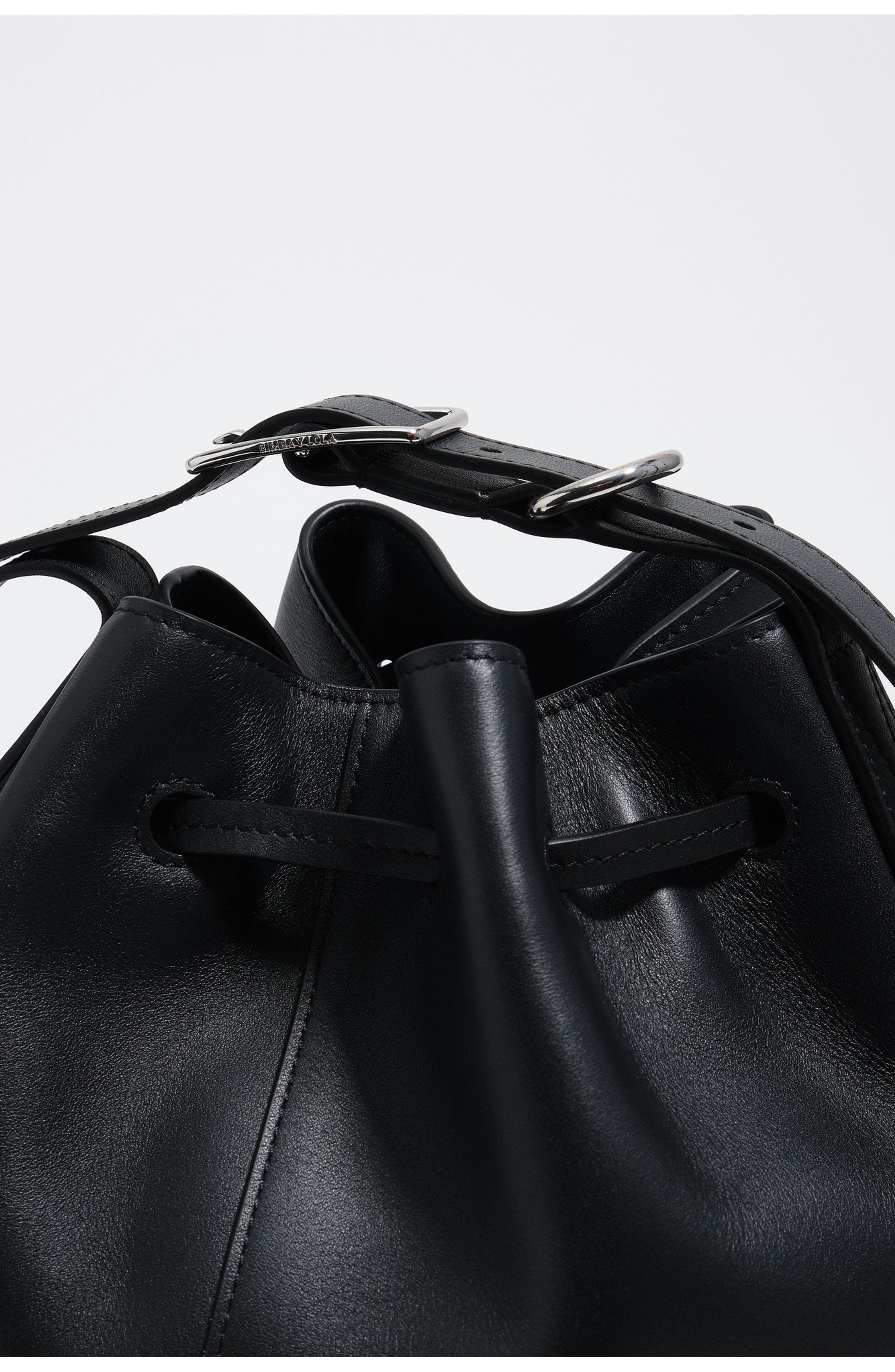 Bimba y Lola Large leather Carlino bucket bag, Alternate, color, Dark Anthracite