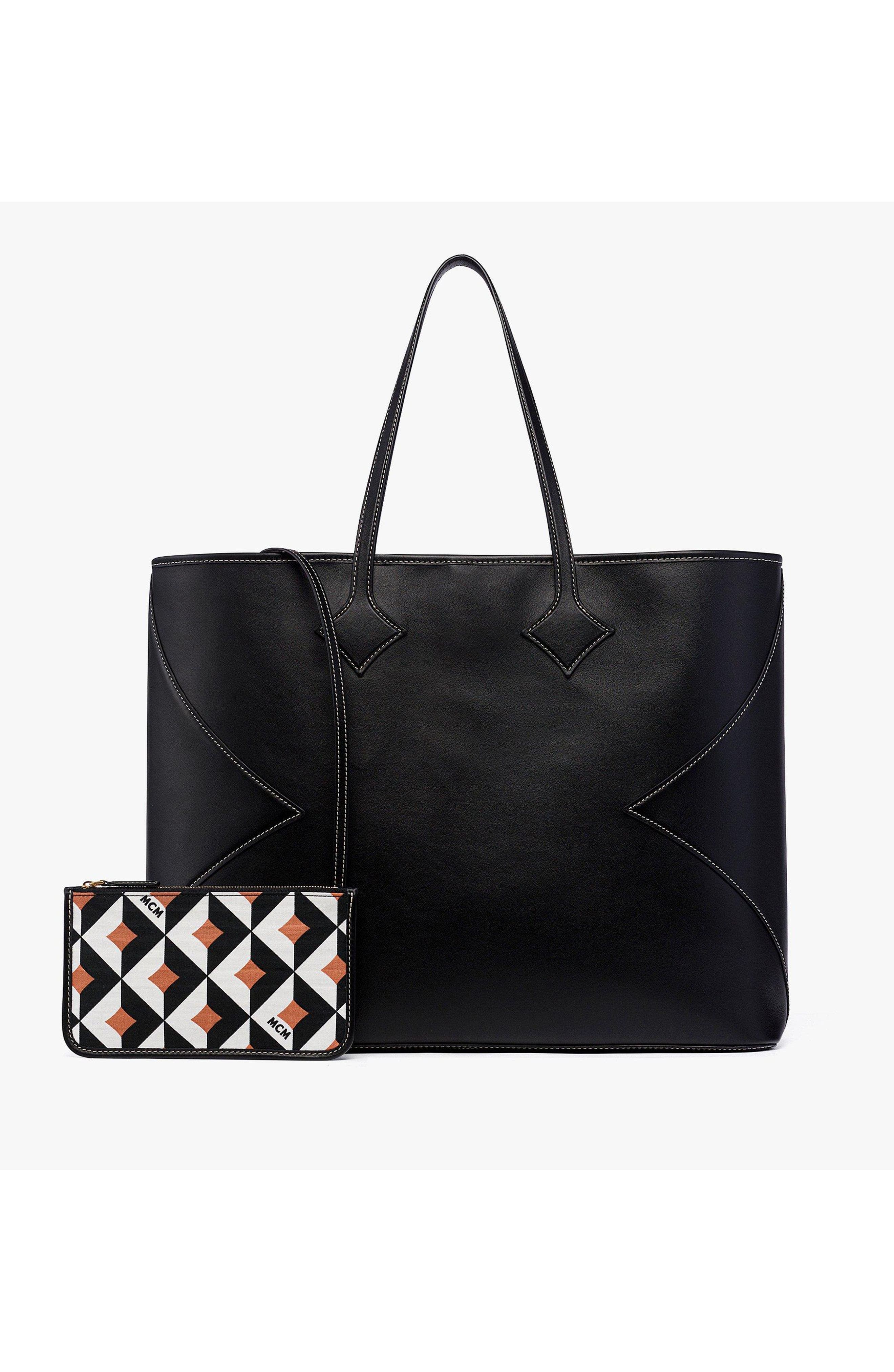 X-Large Dia Shopper in Calfskin, Alternate, color, Black
