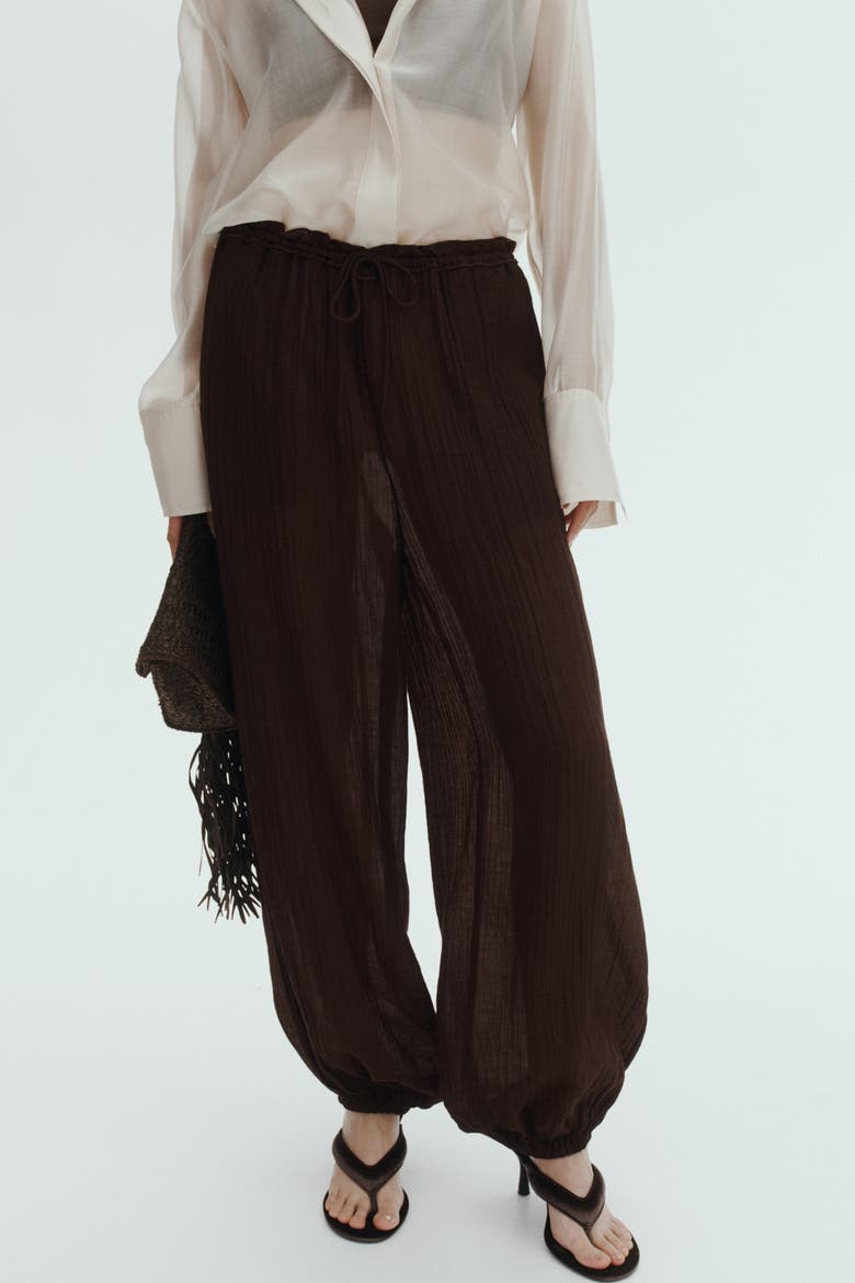 Balloon Drawstring Trousers, Alternate, color, Dark brown