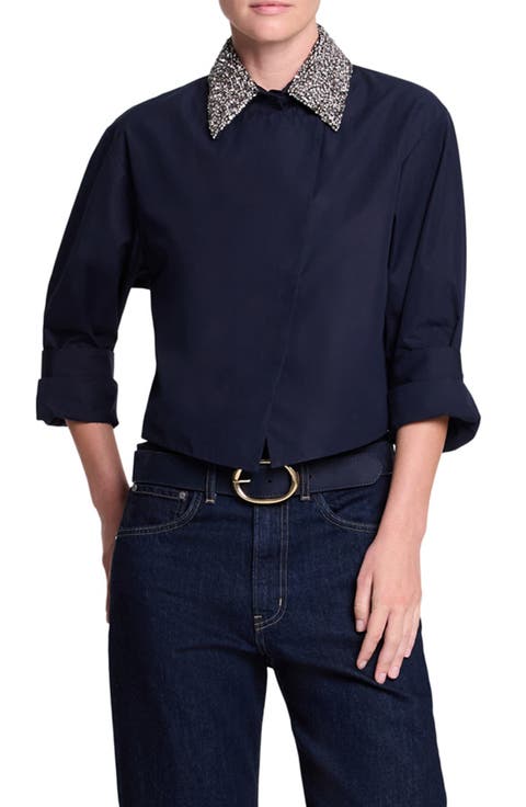 New Chapter Crystal Collar Cotton Shirt