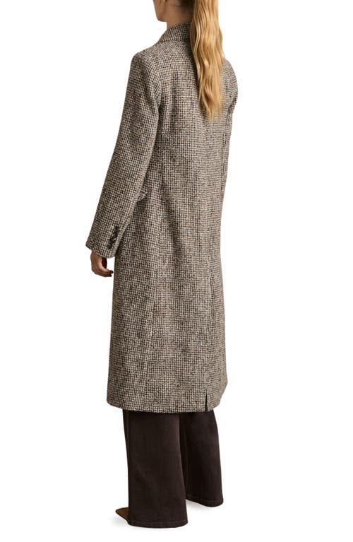 Reiss Womens  Kai Houndstooth Check-pattern Wool-blend Coat In Brown Check