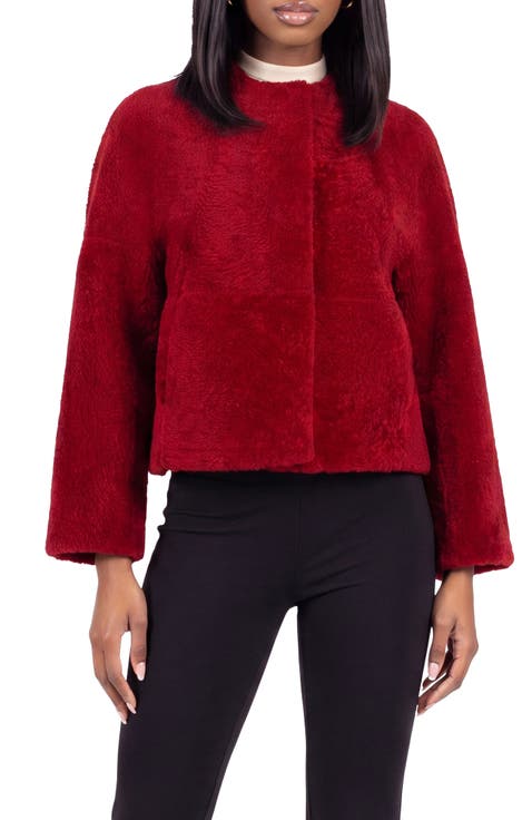 Genuine Shearling Jacket with 3/4 Sleeves and Reversible