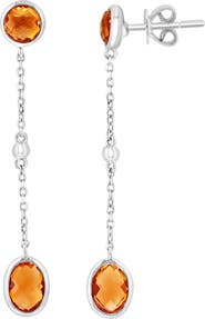 EFFY Sterling Silver Oval Citrine Linear Drop Earrings