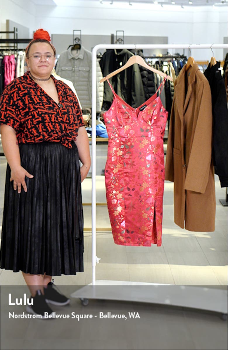 Floral Jacquard Satin Cocktail Dress, sales video thumbnail