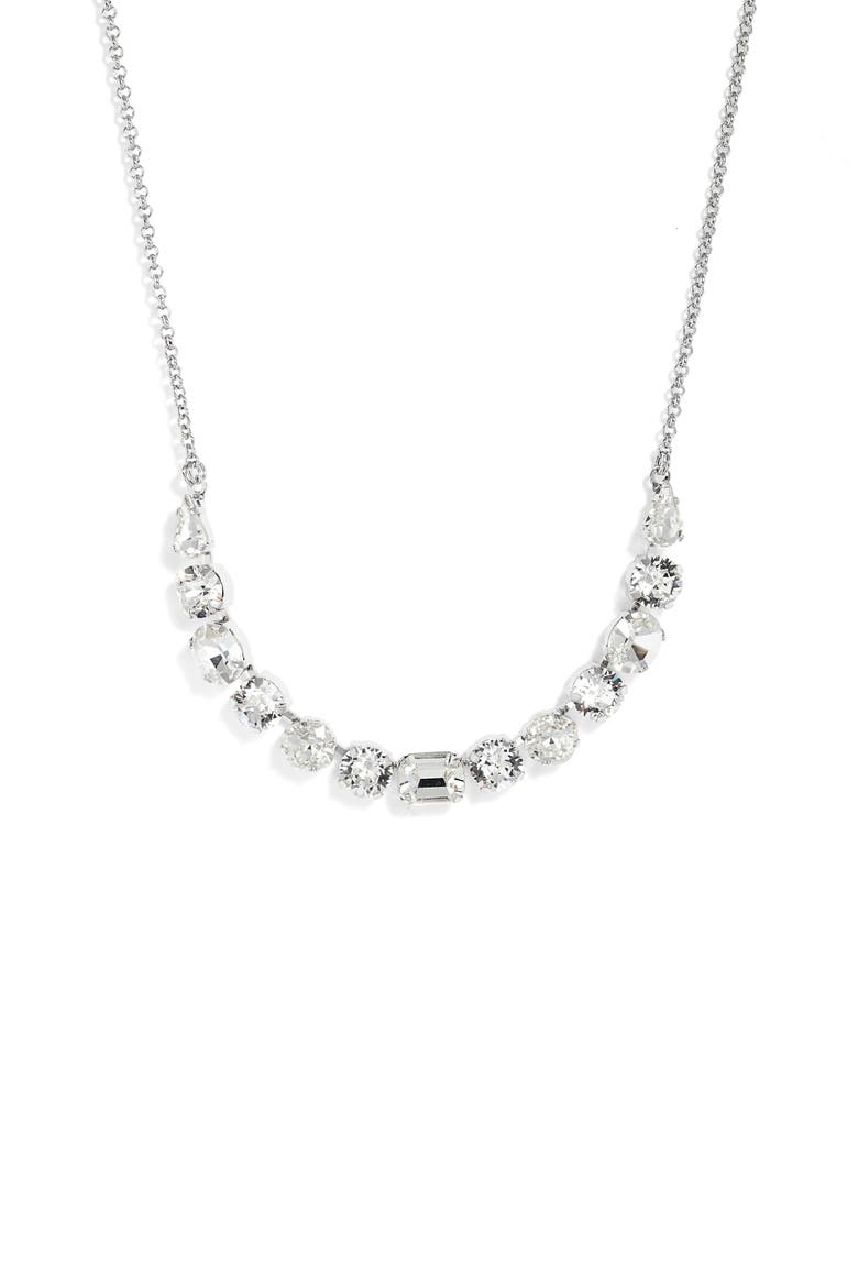 Tansy Crystal Necklace, Main, color, SILVER