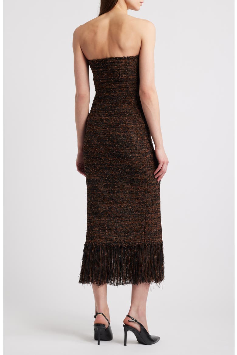 Strapless Fringe Bouclé Dress, Alternate, color, ESPRESSO MULTI