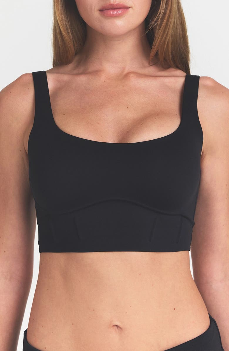 NikeSKIMS Matte Longline Corset Bra, Alternate, color, Nskm Obsidian