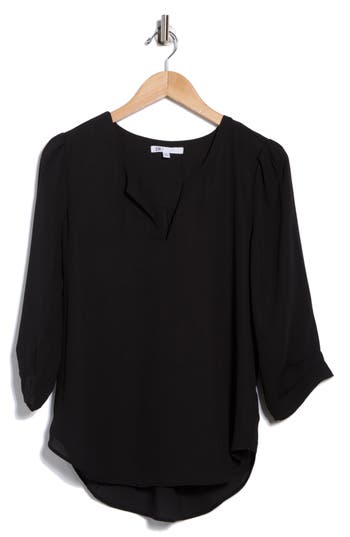 Dr2 By Daniel Rainn Pinched Sleeve Popover Top In Black