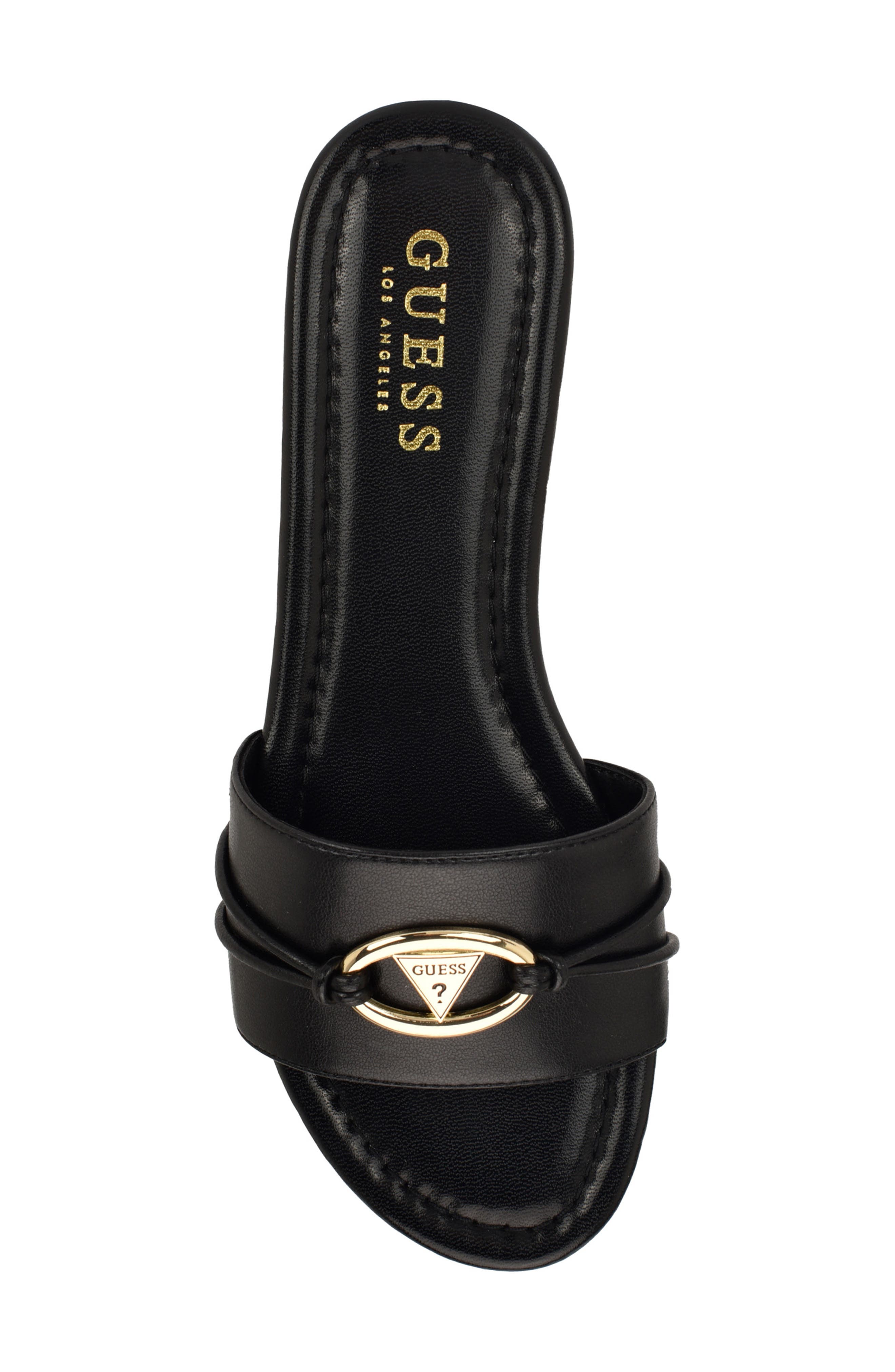 GUESS <p>Flynzy Faux Leather Slide Sandal (Women)</p>, Alternate, color, Black