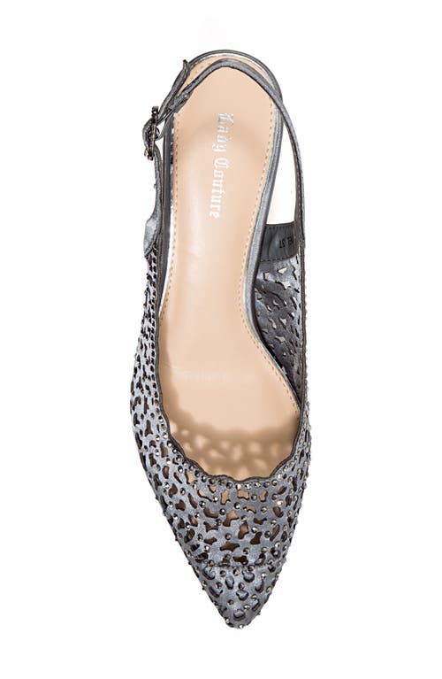 Lady Couture Rhinestone Laser Cut Slingback Pump In Gray