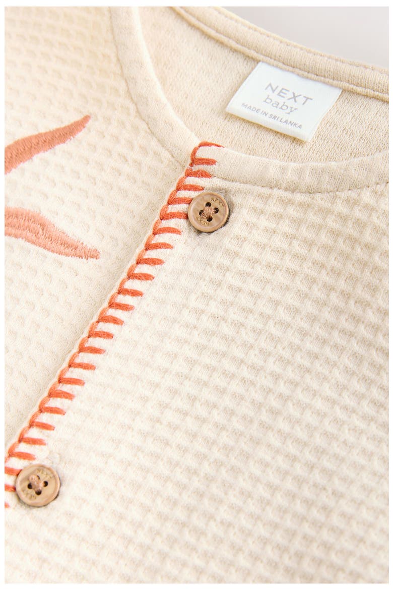 Cotton Jersey Waffle Knit Romper, Alternate, color, NEUTRAL