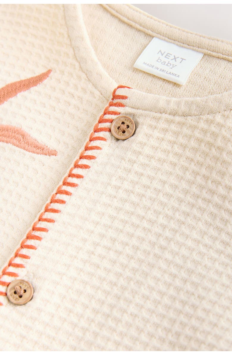NEXT Cotton Jersey Waffle Knit Romper, Alternate, color, Neutral