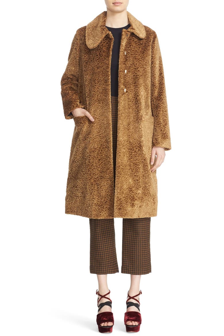 Asymmetrical Tie Collar Coat, Alternate, color, CAMEL