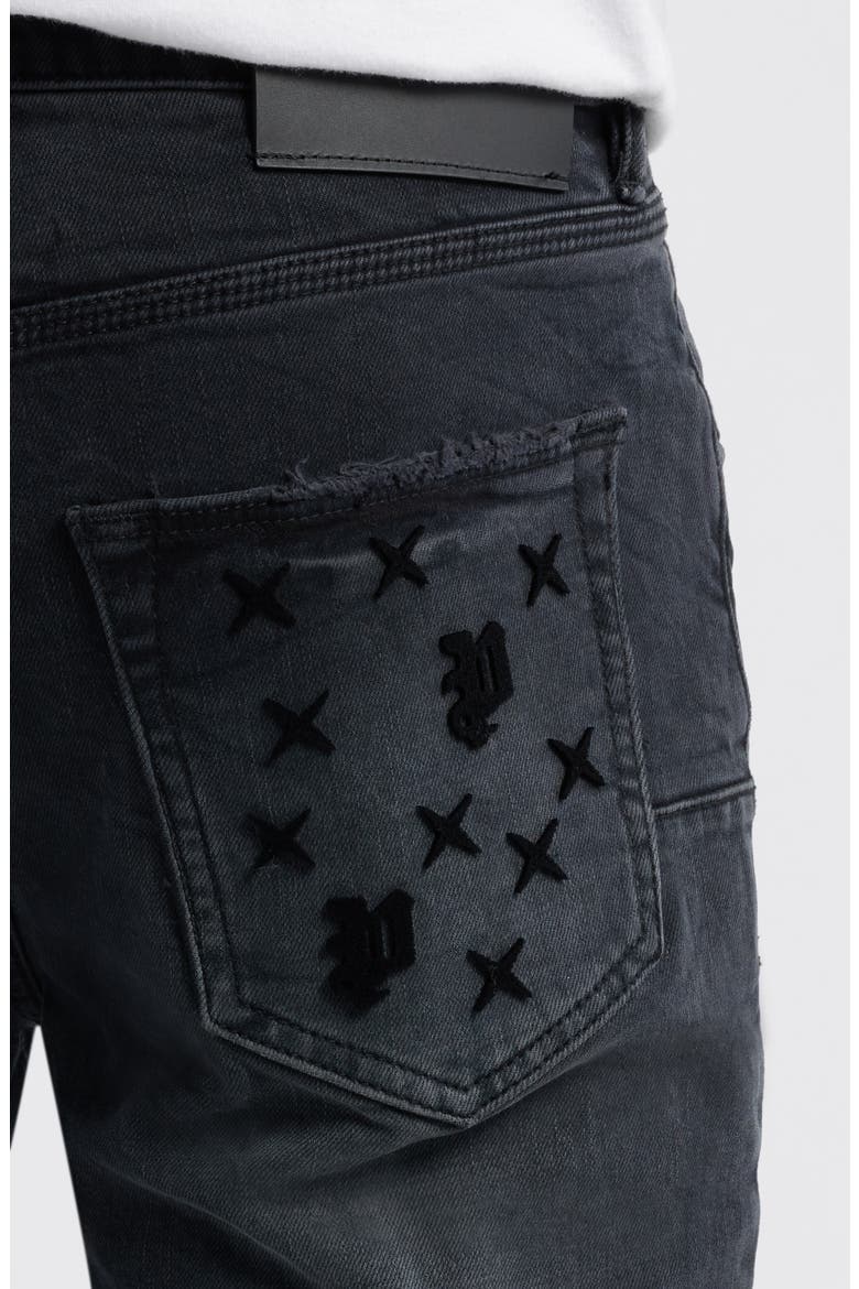 Tuffetage Monogram 3D Distressed Skinny Jeans, Alternate, color, BLACK