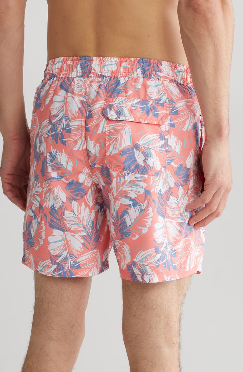 Slate & Stone Cabo Lightweight Swim Trunks, Alternate, color, Orange Leaf