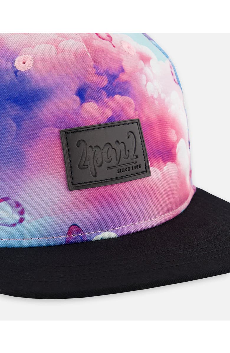 Deux par Deux Baby Girl's Printed Cap Butterflies On Multicolored And Black Background, Alternate, color,