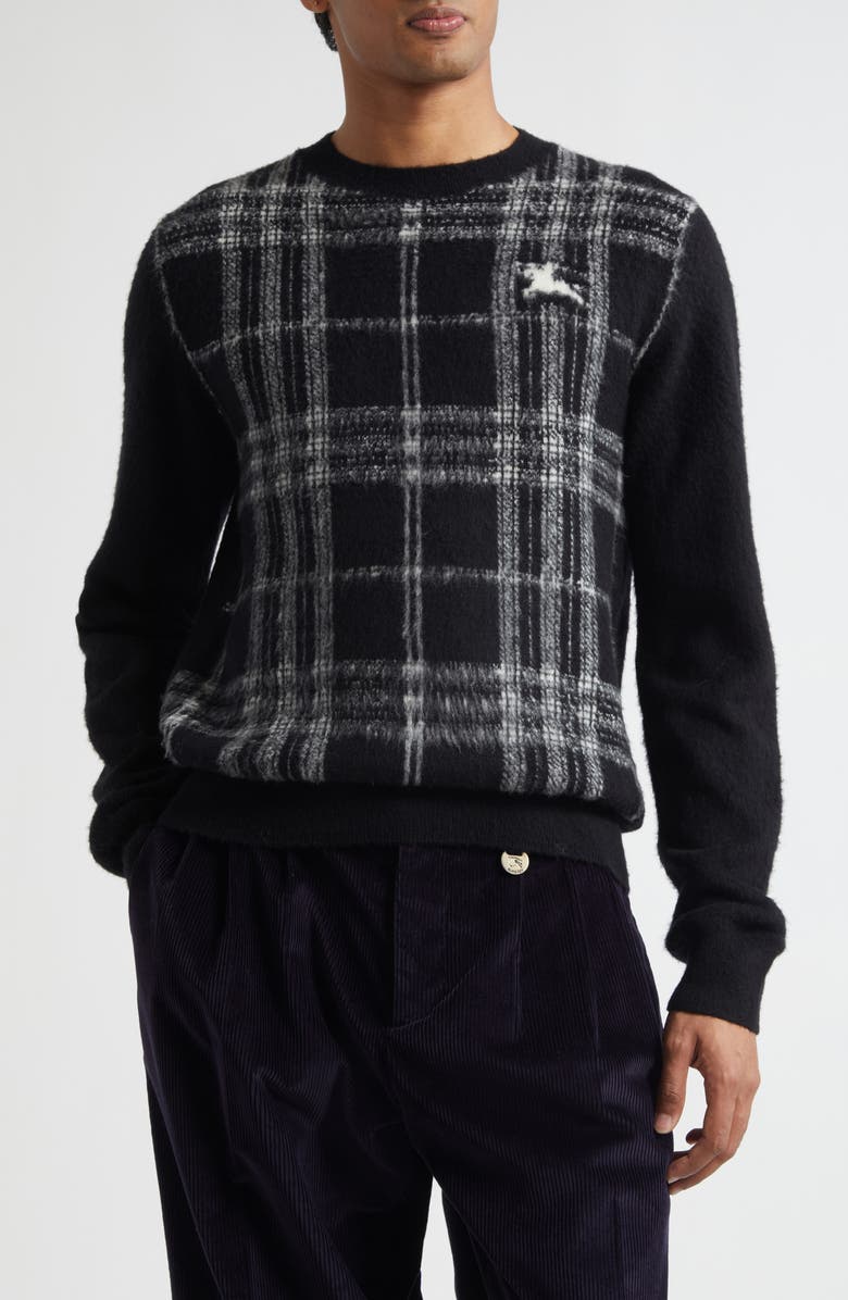 Burberry Tarron EKD Wool Blend Sweater, Main, color, Black/ White