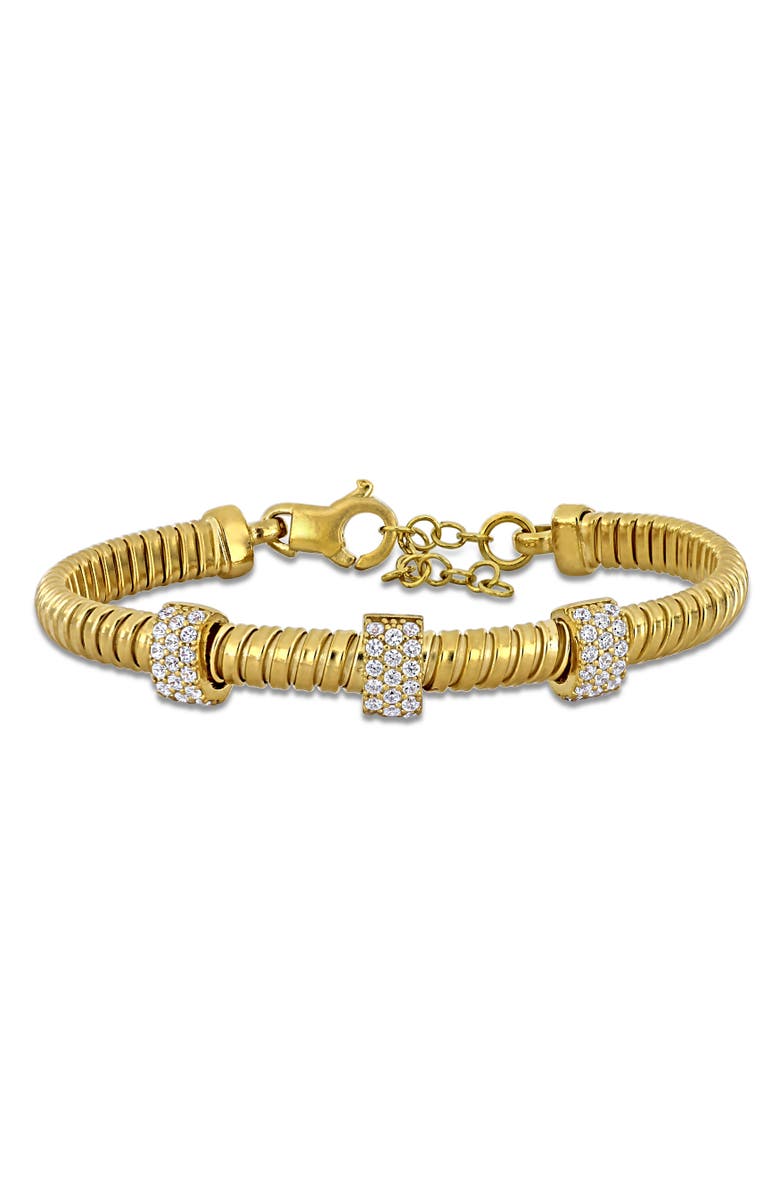 Julianna B. Cubic Zirconia Omega Cluster Station Bracelet, Main, color, Yellow-Plated