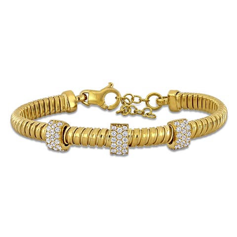 Cubic Zirconia Omega Cluster Station Bracelet