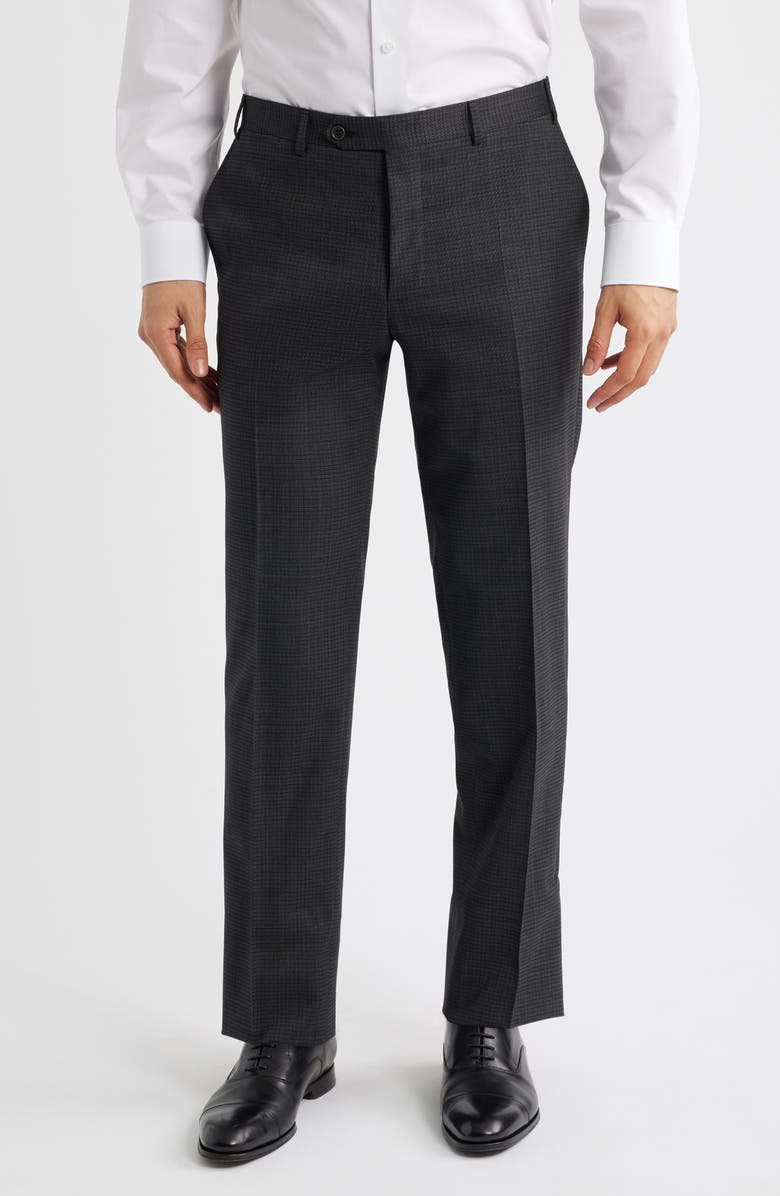 Canali Siena Regular Fit Check Stretch Wool Suit, Alternate, color, Charcoal