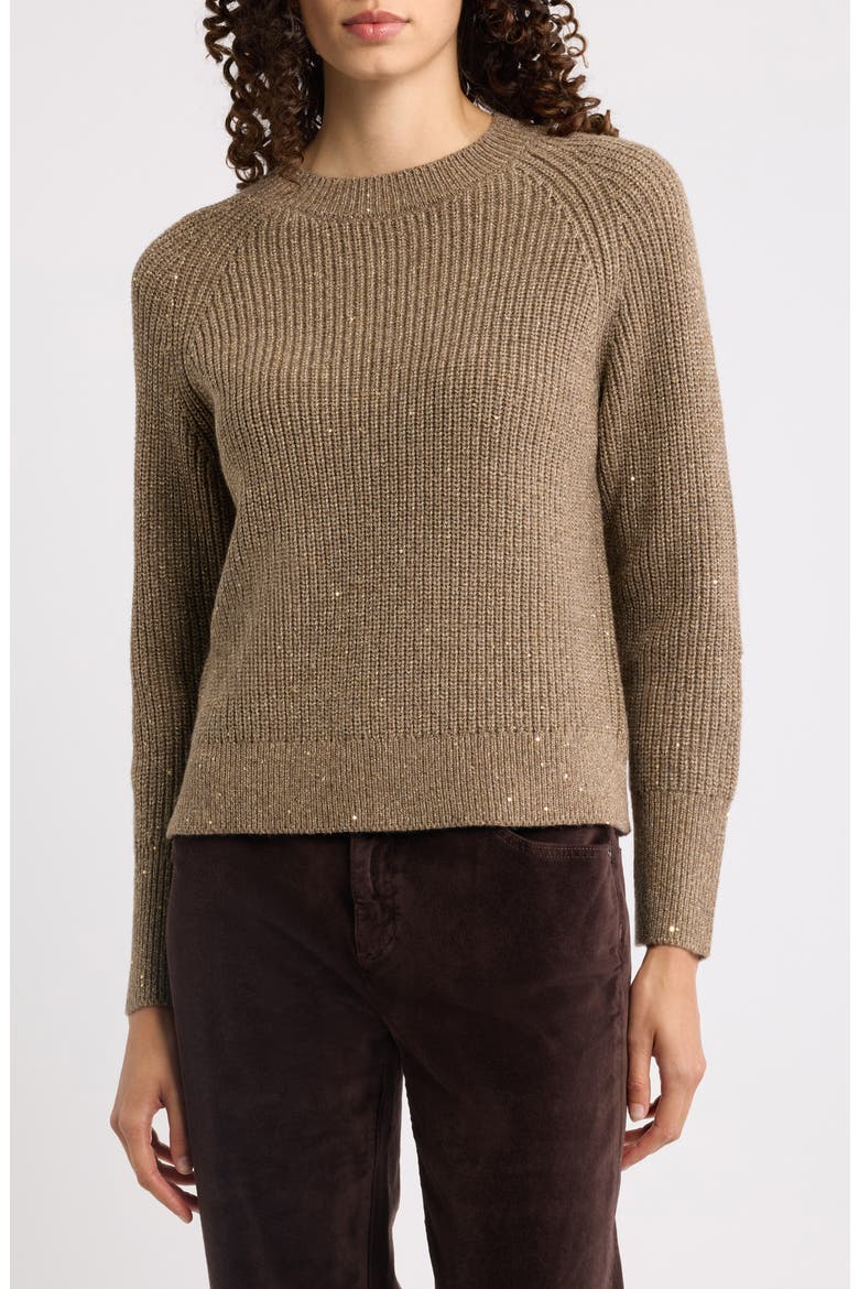 Kimberly Sequin Raglan Sleeve Sweater, Main, color, TOFFEE