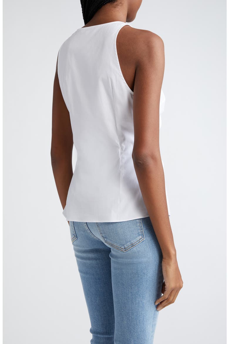 Oya Center Ruched Stretch Cotton Top, Alternate, color, WHITE