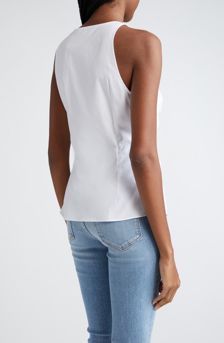 Veronica Beard Oya Center Ruched Stretch Cotton Top, Alternate, color, White