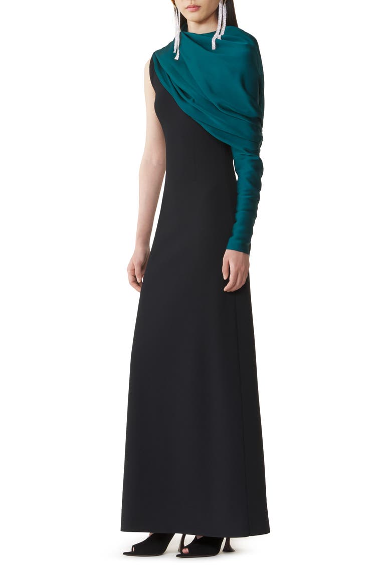 Asymmetrical Knit Dress, Alternate, color, Black/Green