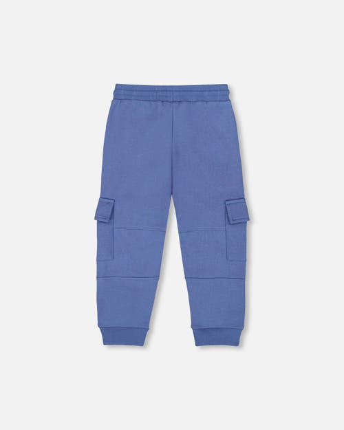 Deux Par Deux Fleece Sweatpants With Cargo Pockets In Blue