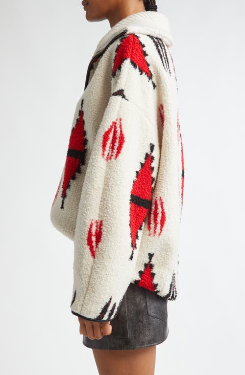 Isabel Marant Étoile Marner Shearling Coat In Ecru/red