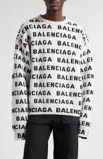 Balenciaga Allover Logo Wool Blend Crewneck Sweater | Nordstrom Balenciaga Allover Logo Wool Blend Crewneck Sweater | Nordstrom