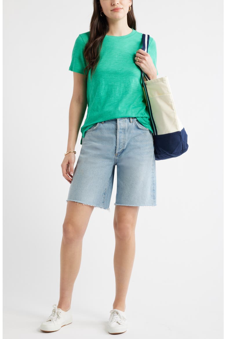 Cotton Blend Crewneck T-Shirt, Alternate, color, GREEN EASE